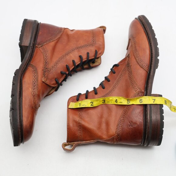 Frye James Lug Wingtip Leather Lace up Chukka Boots Men's Size 10 D Brown Ankle - Picture 7 of 12